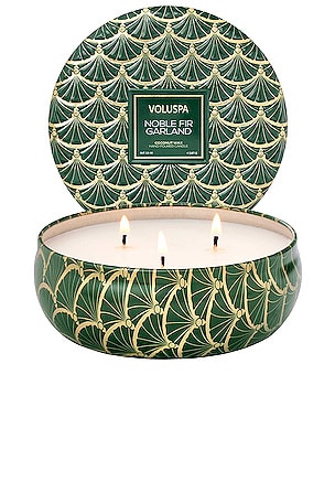 Noble Fir Garland 3 Wick Tin Candle Voluspa