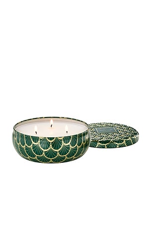 Voluspa Noble Fir Garland 3 Wick Tin Candle in Green