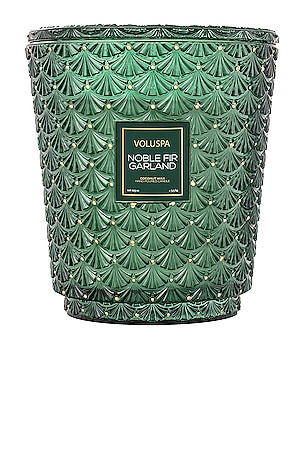 Voluspa Noble Fir Garland 5 Wick Hearth Candle in Green