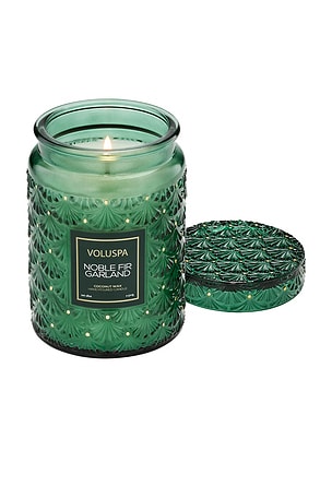 Voluspa Noble Fir Garland Large Jar candle in Green