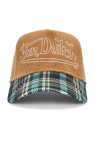 Plaid Cord Trucker Hat Von Dutch