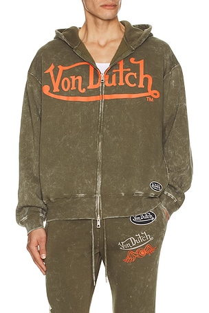 Von Dutch Oversized Zip Hoodie in Green
