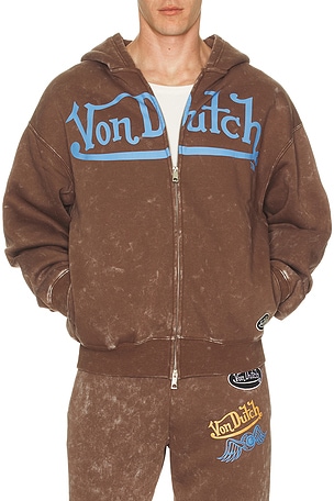 Oversized Washed Zip Hoodie Von Dutch