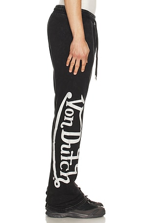 Von Dutch Logo Flared Leg Joggers in Black. Size XL/1X. Also