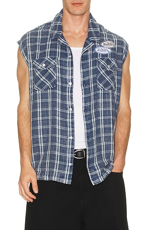 Sleeveless Flannel Button Down Shirt Von Dutch