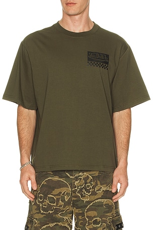 Von Dutch Originals Eagle Boxy Crop Tee in Olive