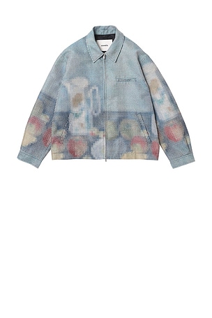 Abstract Fruit Zip Up Work Jacket vowels