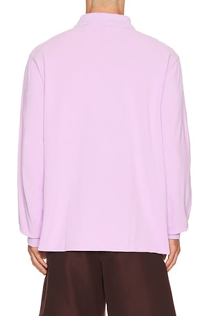 vowels Long Sleeve Pique Polo in Lavender