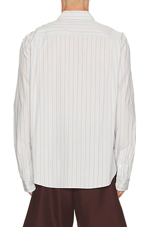 vowels Long Sleeve Striped Button Down Shirt in Grey. Size 4. Also