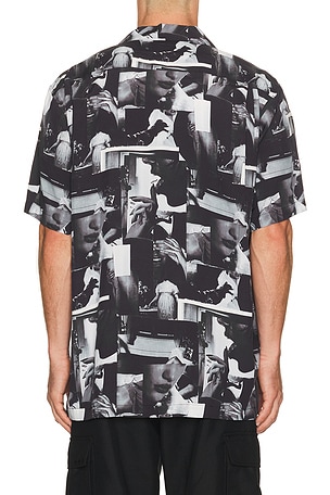 vowels Printed Still Shirt in Black. Size 2. Also