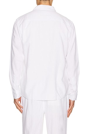 Vintage Summer Long Sleeve Linen Button Down Shirt in White