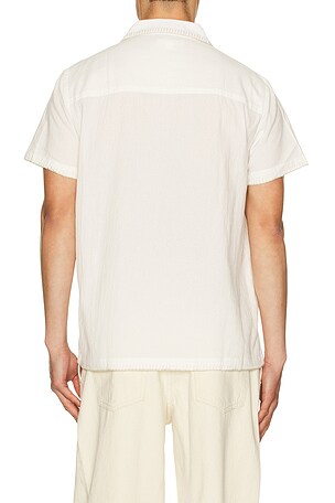 Vintage Summer Embroidered Camp Shirt in White