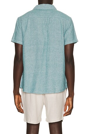 Vintage Summer Linen Button Down Shirt in Teal