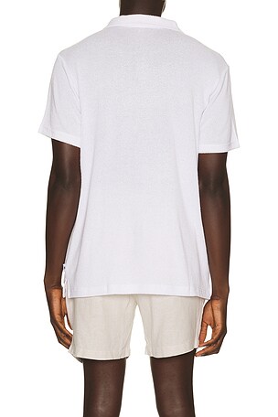 Vintage Summer Boucle Jersey Polo in White
