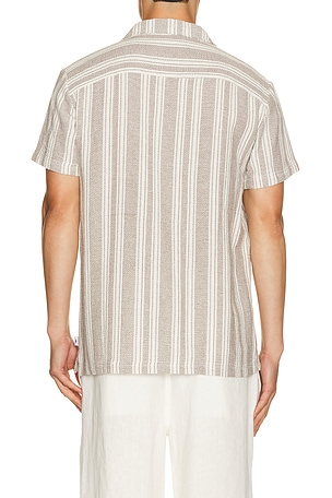 Vintage Summer Basket Weave Camp Shirt in Brown
