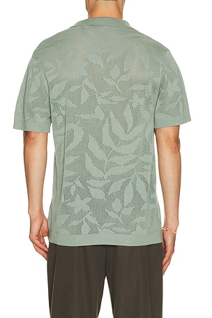 Vintage Summer Sweater Knit Polo in Green