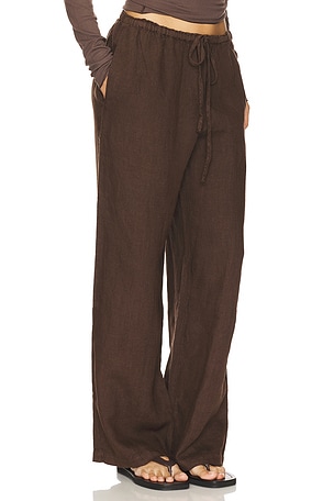 VIR VITA Delphine Linen Pant in Chocolate