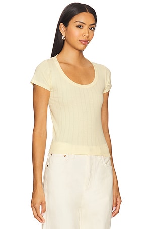 VIR VITA Scoop Pointelle Tee in Yellow