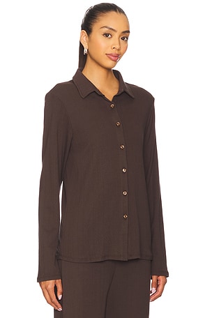 VIR VITA Eloise Pointelle Shirt in Brown. Size XS. Also