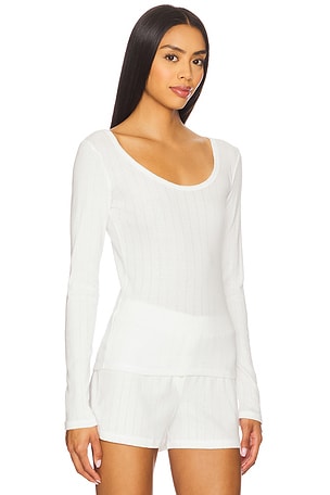 VIR VITA Maia Scoop Neck Pointelle Top in White