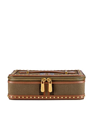 WOLF Ida Travel Zip Jewelry Case With Handle in Brown