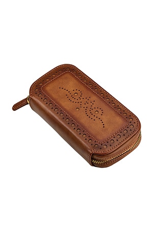 WOLF Brogue 2 Piece Watch Zip Case in Brown