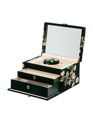 WOLF Zoe Medium Jewelry Box in Dark Green