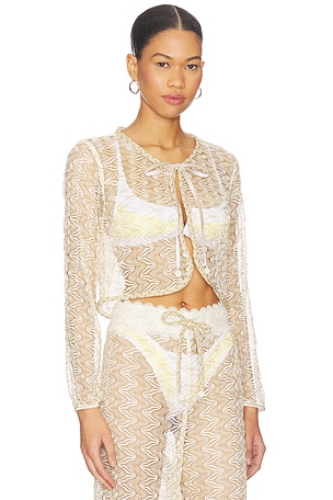 Waimari Dorada Top in Ivory,Metallic Gold