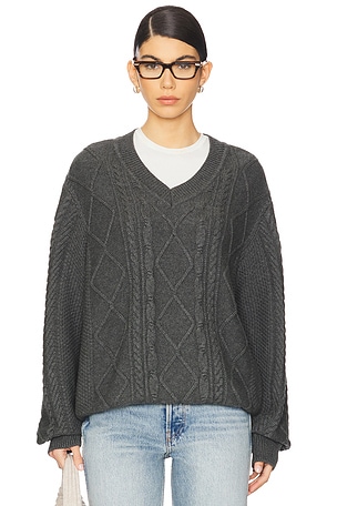 Cable Knit V-Neck Sweater WAO