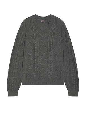 Cable Knit V-Neck Sweater WAO