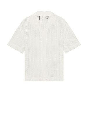 WAO Crochet Lace Camp Shirt in White