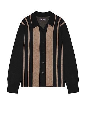 Vertical Stripe Knitted Work Shirt WAO