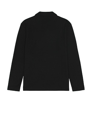 WAO The Textured Long Sleeve Polo in Black