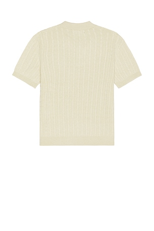 WAO Cable Knit Short Sleeve Polo in Cream