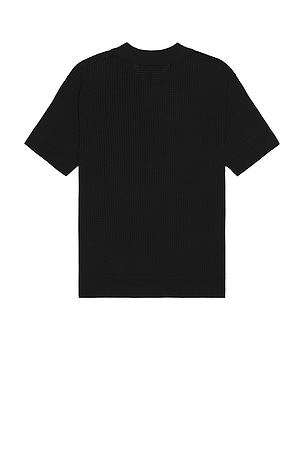 WAO Relaxed Open Knit Polo in Black