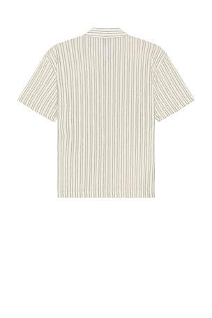 WAO Relaxed Stripe Short Sleeve Shirt in Cream