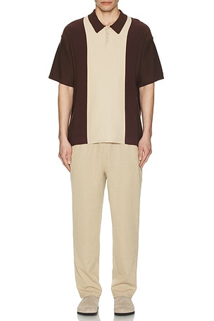 Short Sleeve Stripe Knit Polo WAO