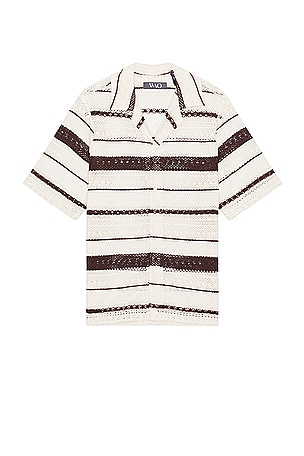 Crochet Stripe Camp Shirt WAO