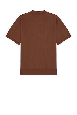 WAO Short Sleeve Pattern Knit Polo in Brown