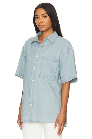 WAO Short Sleeve Denim Shirt in Blue