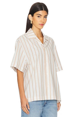 WAO Textured Stripe Camp Shirt in White
