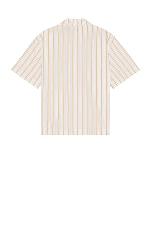 WAO Textured Stripe Camp Shirt in White