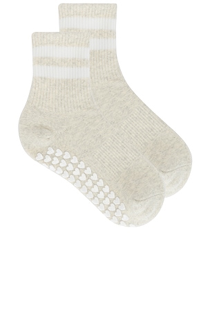 Striped Half Crew Grip Sock WellBeing + BeingWell