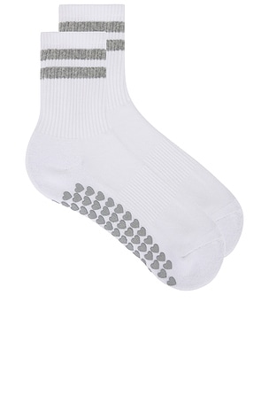 Striped Half Crew Grip Sock WellBeing + BeingWell