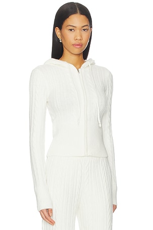 WellBeing + BeingWell Rorie Cable Knit Hoodie in Blanc White in White