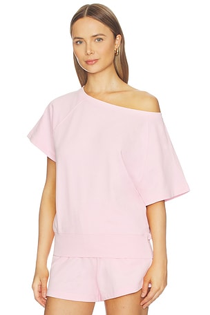 WellBeing + BeingWell Whitney Off Shoulder Sweatshirt in Pink