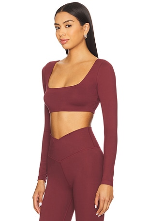 WellBeing + BeingWell FlowWell Lara Long Sleeve Top in Burgundy. Size XXS. Also
