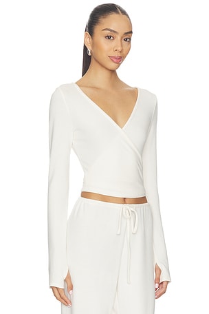 WellBeing + BeingWell Reed Wrap Top in White
