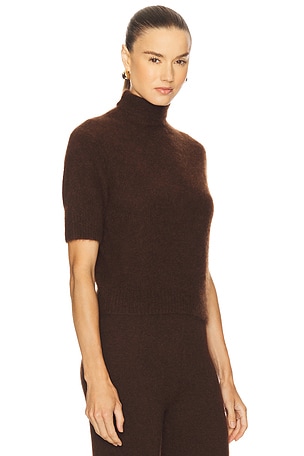 W. Cashmere Tansy Short Sleeve Pullover in Chocolate. Size XL. Also