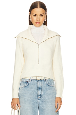 Tori Fisherman Zip Up Pullover W. Cashmere